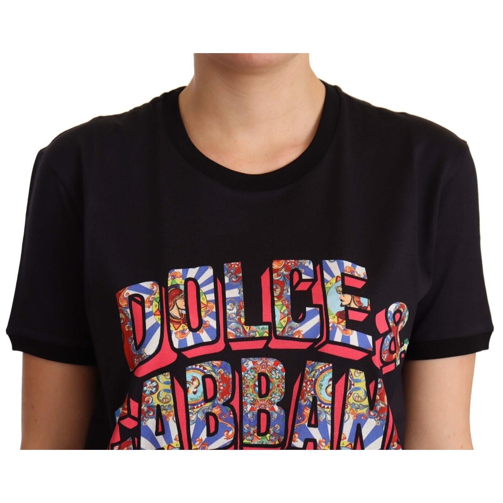Dolce &amp; Gabbana Elegant Black Cotton Logo Tee