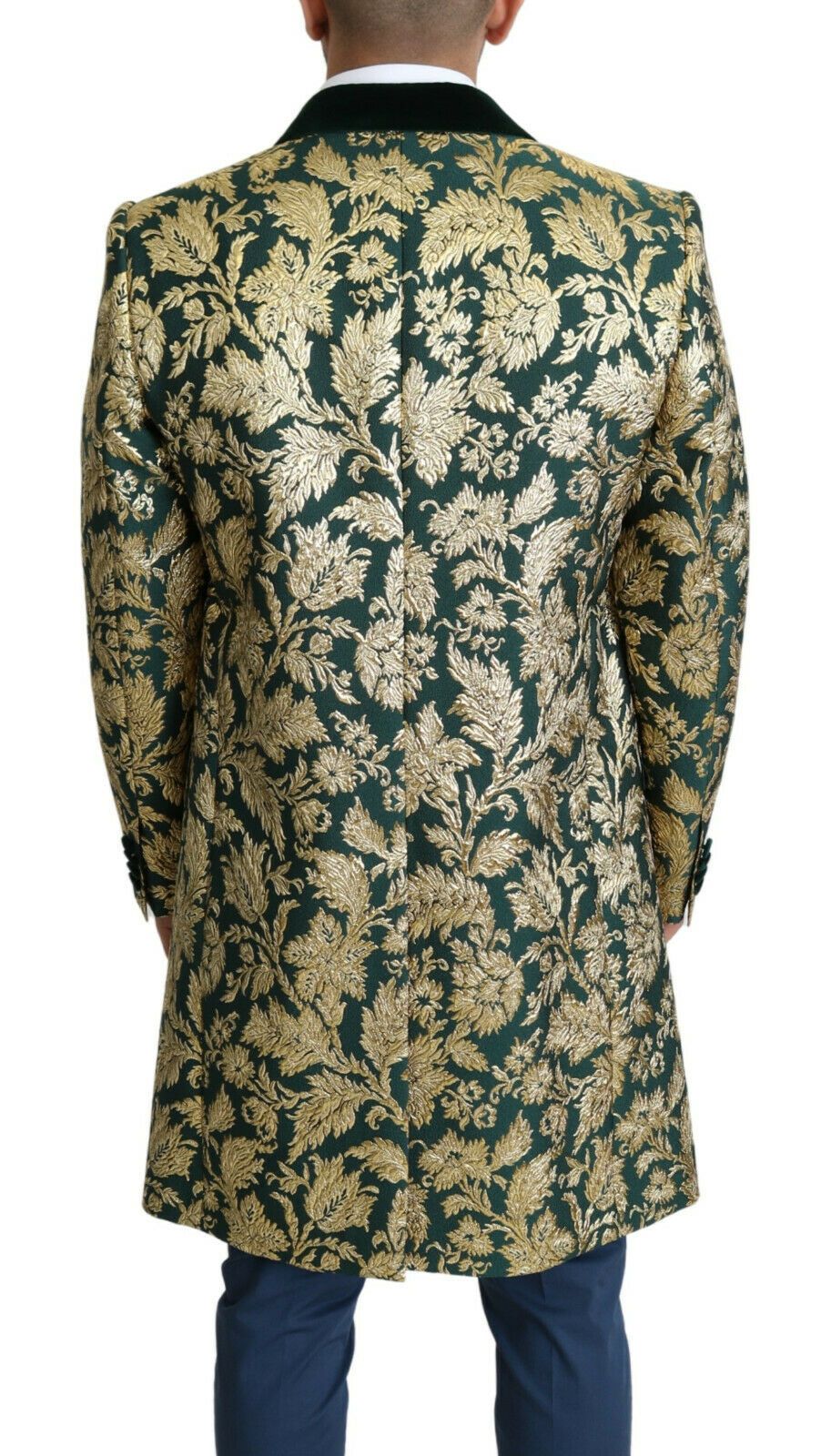 Dolce &amp; Gabbana Elegant Gold Green Jacquard Sicilia Jacket