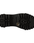 Dolce & Gabbana Studded Leather Combat Boots with Embroidery