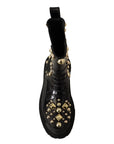 Dolce & Gabbana Studded Leather Combat Boots with Embroidery