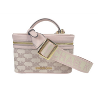 Michael Kors Jet Set Medium Powder Blush Jacquard Canvas Zip Trunk Crossbody Bag