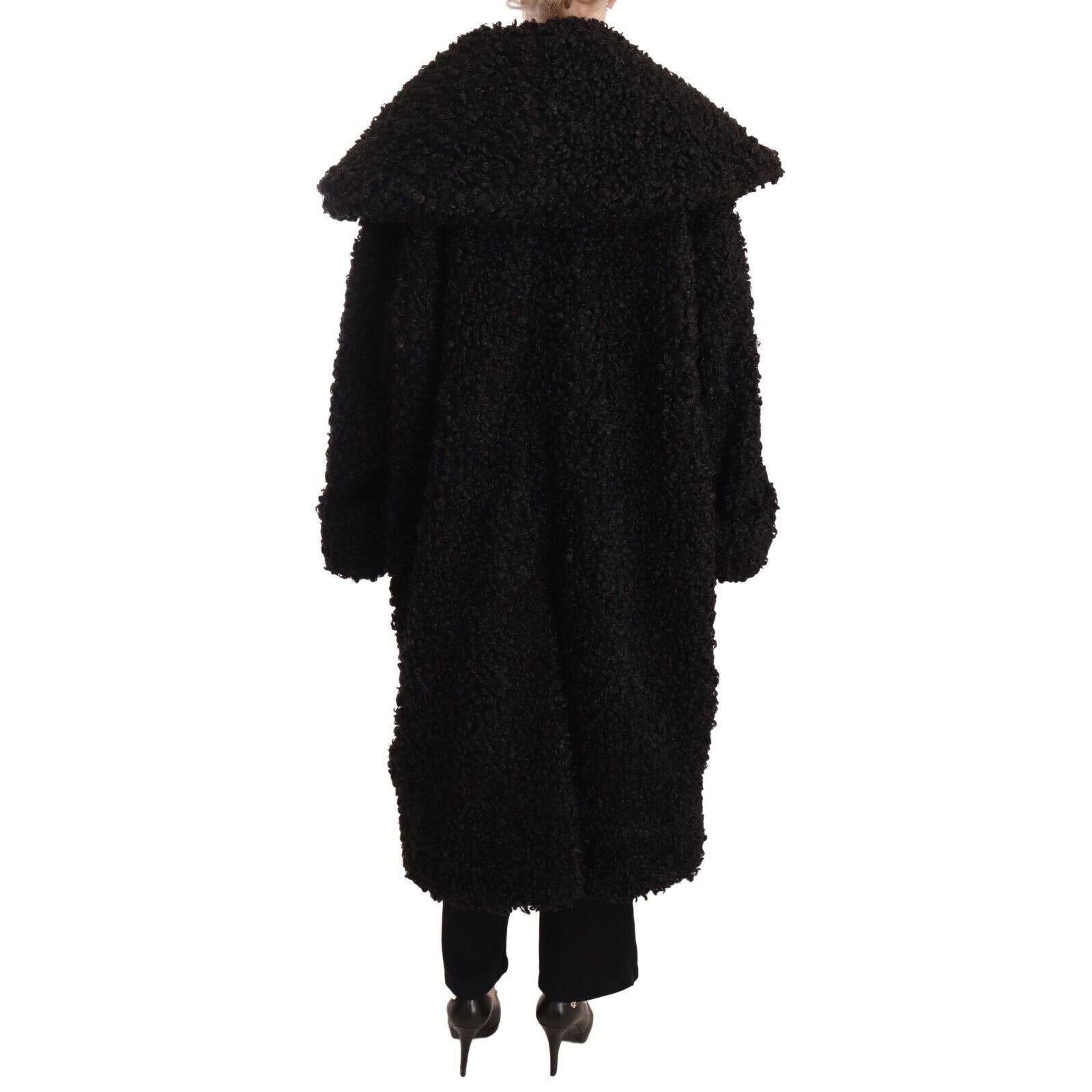 Dolce &amp; Gabbana Elegant Black Fur Cape Trench Coat