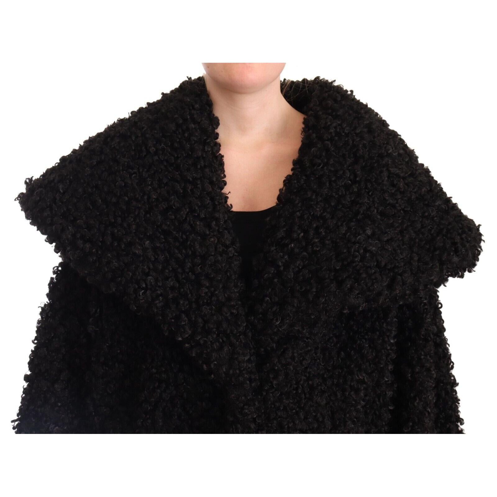 Dolce &amp; Gabbana Elegant Black Fur Cape Trench Coat
