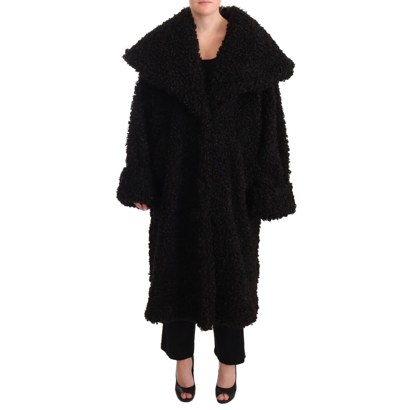 Dolce &amp; Gabbana Elegant Black Fur Cape Trench Coat