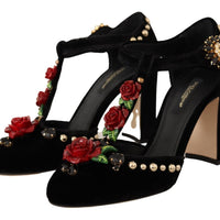 Dolce & Gabbana Elegant Velvet T-Strap Mary Jane Pumps