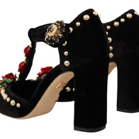 Dolce & Gabbana Elegant Velvet T-Strap Mary Jane Pumps