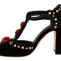 Dolce & Gabbana Elegant Velvet T-Strap Mary Jane Pumps