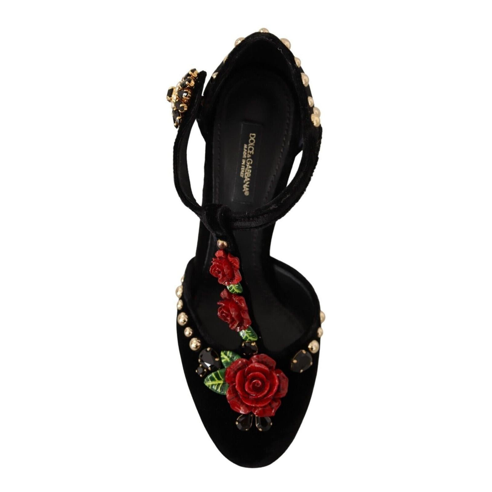 Dolce &amp; Gabbana Elegant Velvet T-Strap Mary Jane Pumps