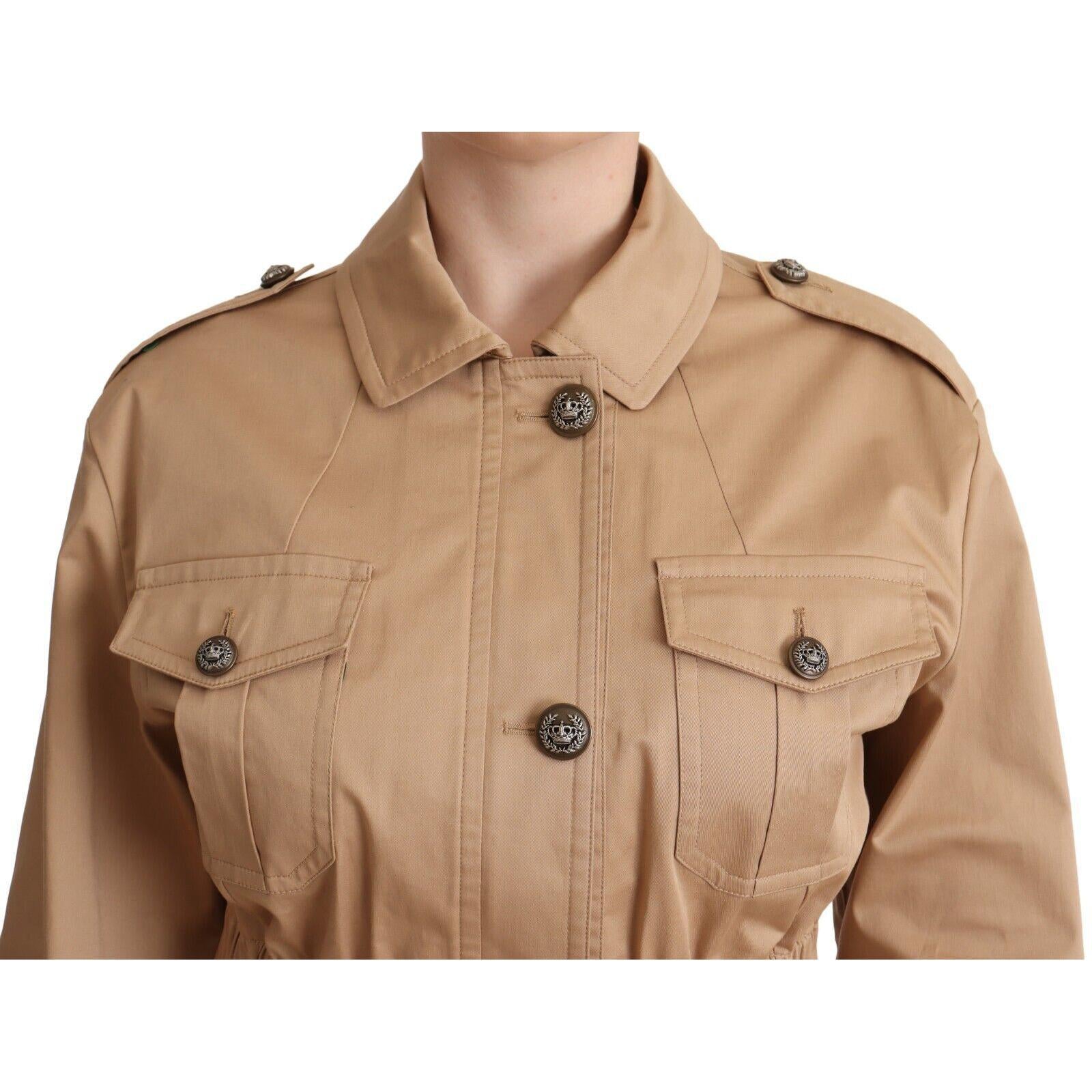 Dolce &amp; Gabbana Chic Beige Button Down Coat with Embellishments