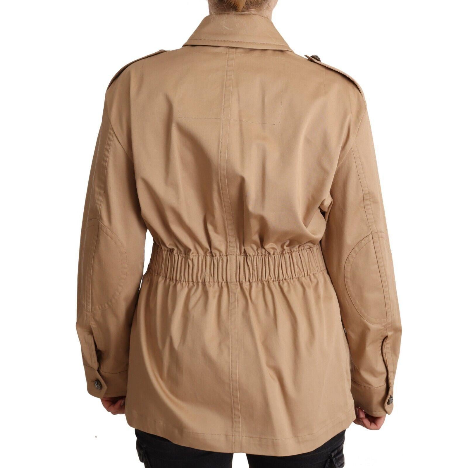 Dolce &amp; Gabbana Chic Beige Button Down Coat with Embellishments