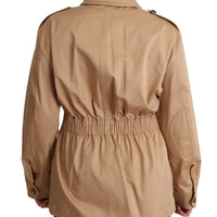 Dolce & Gabbana Chic Beige Button Down Coat with Embellishments