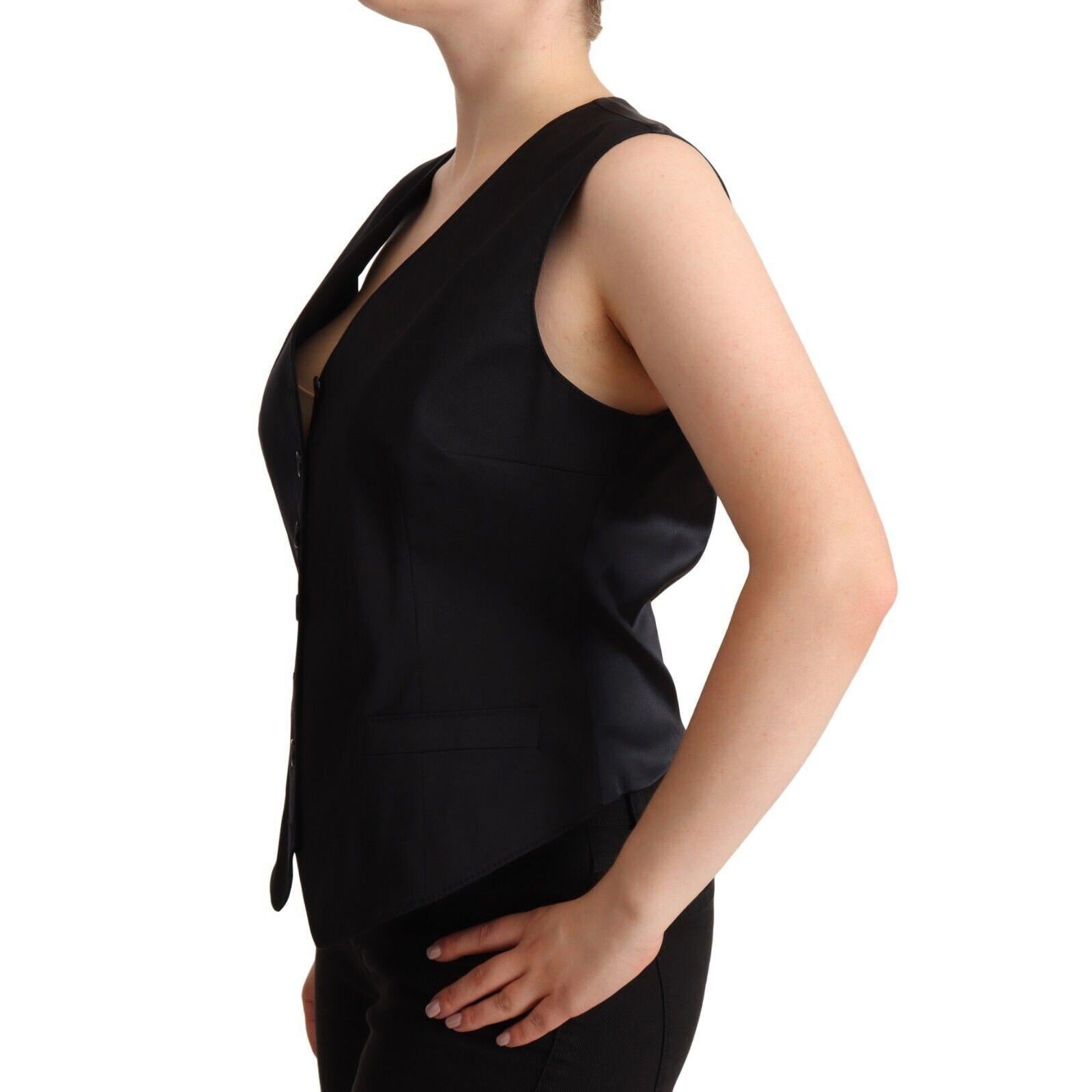 Dolce &amp; Gabbana Chic Buttoned Black Waistcoat