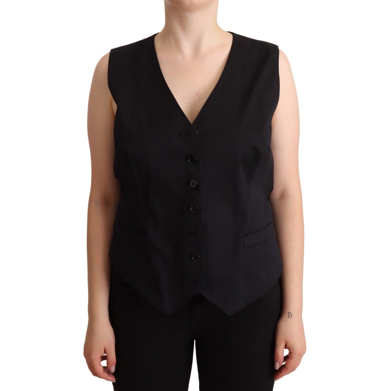 Dolce &amp; Gabbana Chic Buttoned Black Waistcoat