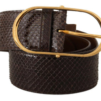 Dolce & Gabbana Elegant Python Leather Belt with Gold Buckle