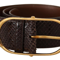 Dolce & Gabbana Elegant Python Leather Belt with Gold Buckle