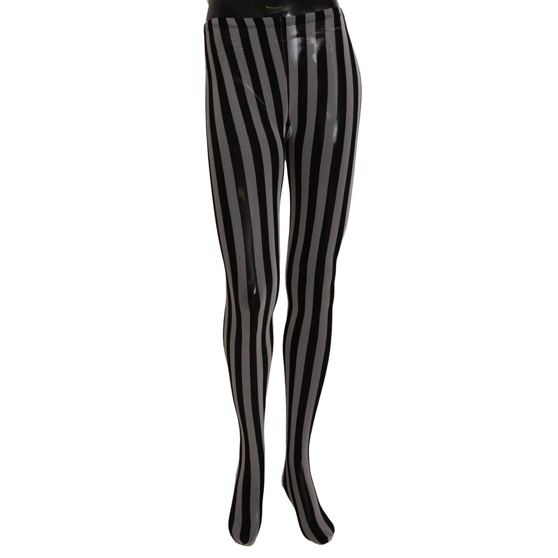 Dolce & Gabbana Black and White Striped Luxury Tights