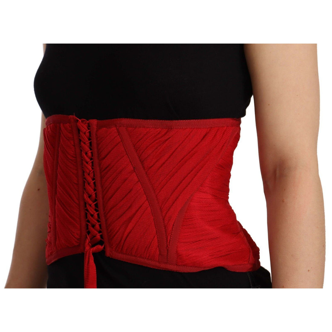 Dolce & Gabbana Elegant Red Silk Corset Belt Top