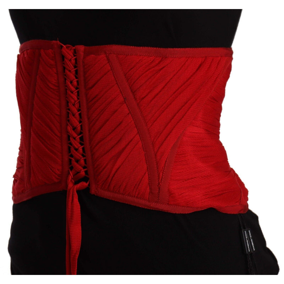 Dolce & Gabbana Elegant Red Silk Corset Belt Top