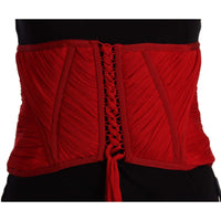 Dolce & Gabbana Elegant Red Silk Corset Belt Top