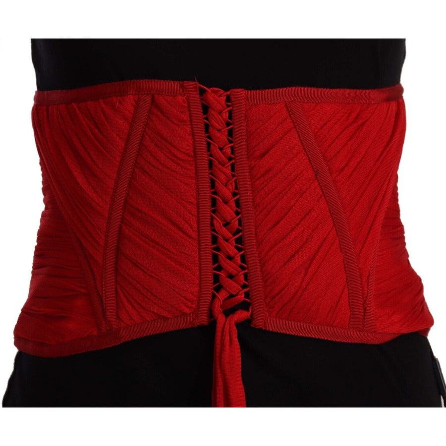 Dolce & Gabbana Elegant Red Silk Corset Belt Top