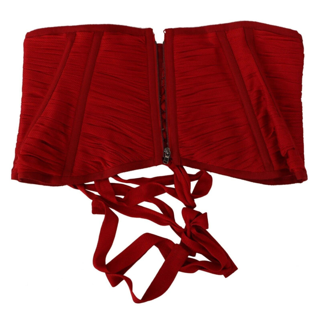 Dolce & Gabbana Elegant Red Silk Corset Belt Top