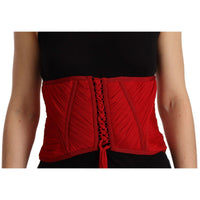 Dolce & Gabbana Elegant Red Silk Corset Belt Top