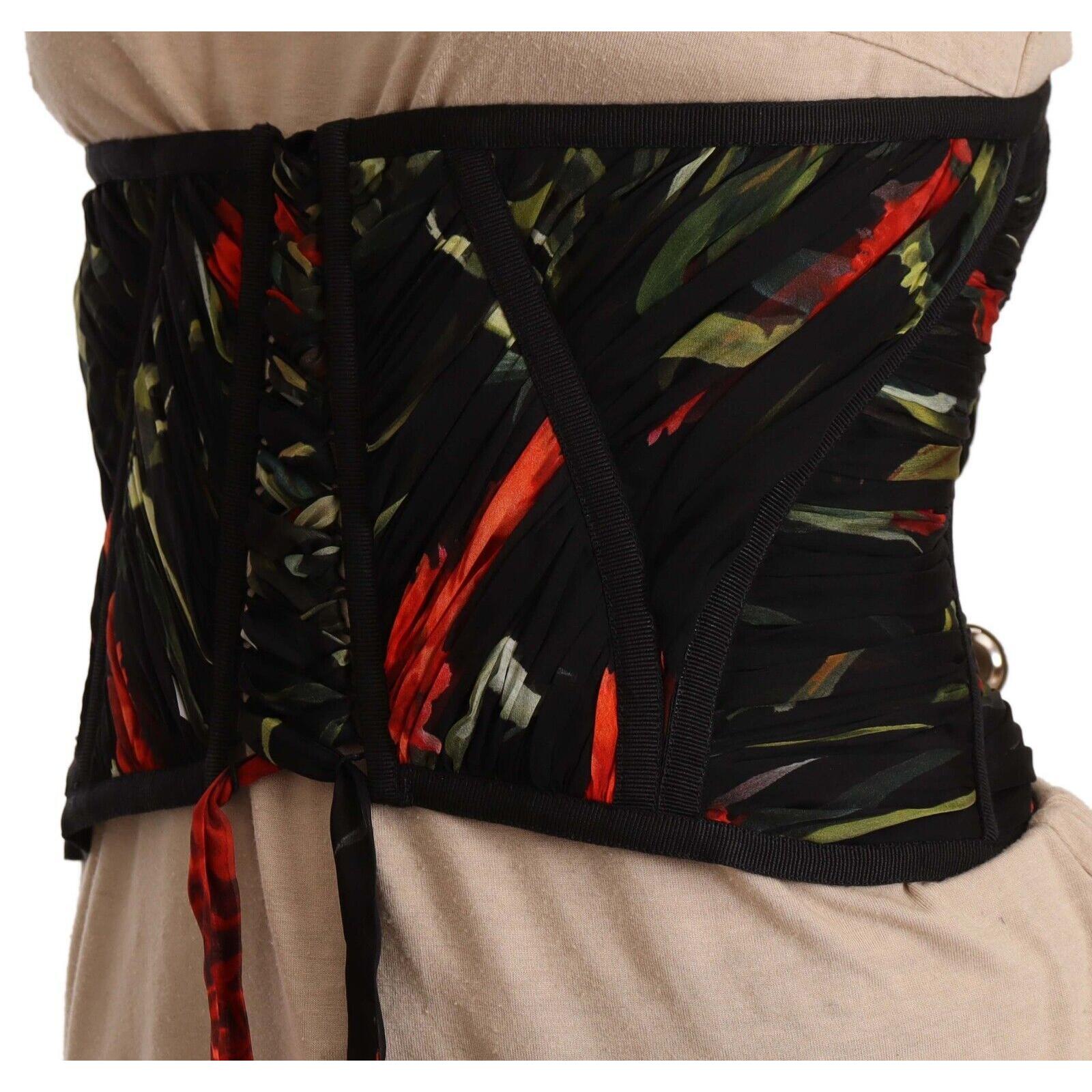 Dolce &amp; Gabbana Elegant Black Silk Corset Belt Top