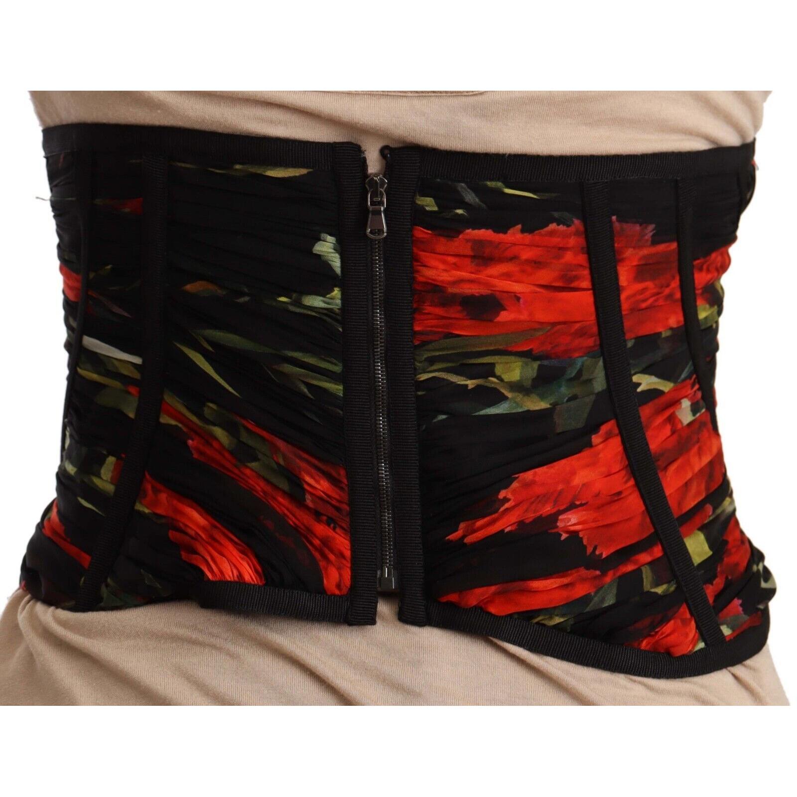 Dolce &amp; Gabbana Elegant Black Silk Corset Belt Top