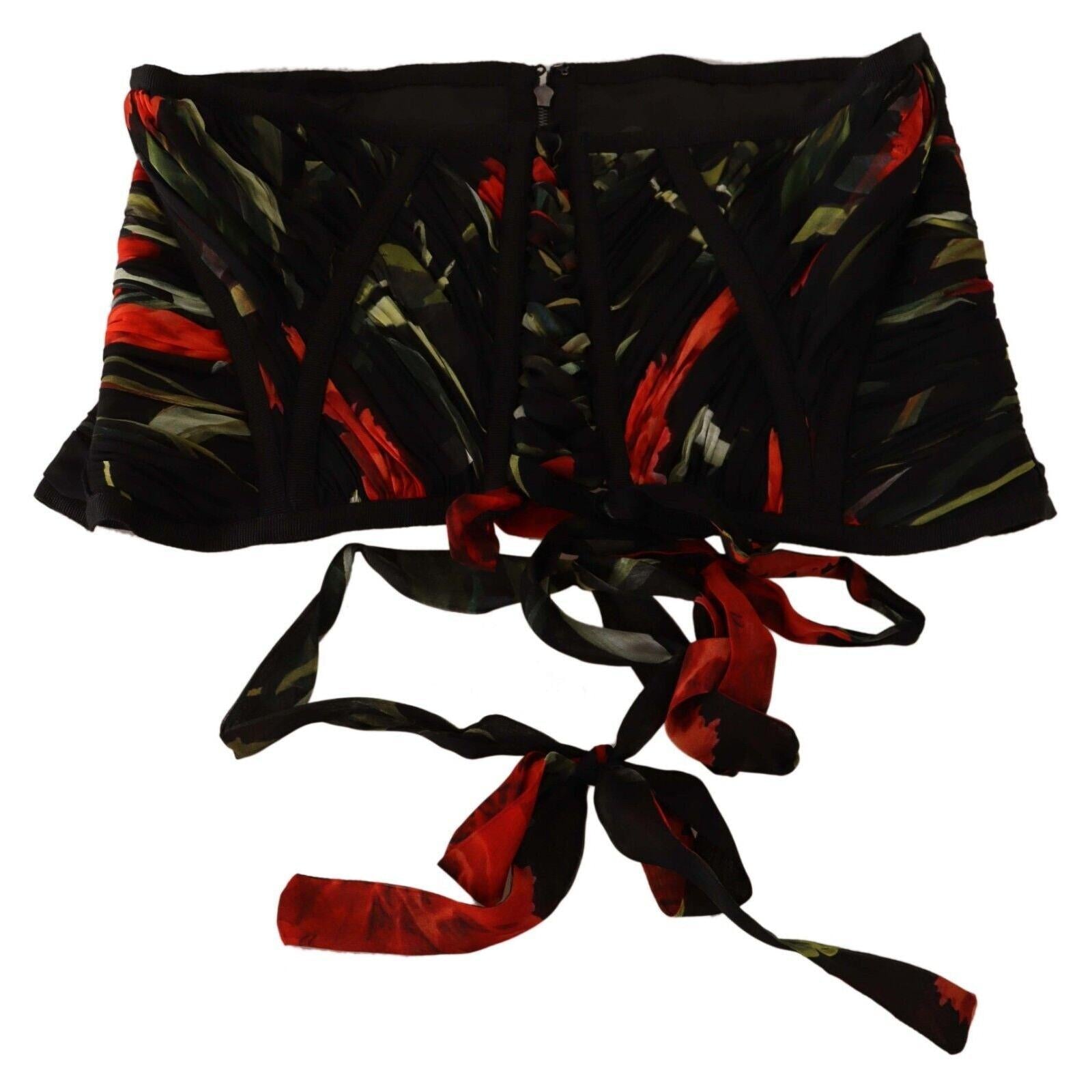 Dolce &amp; Gabbana Elegant Black Silk Corset Belt Top