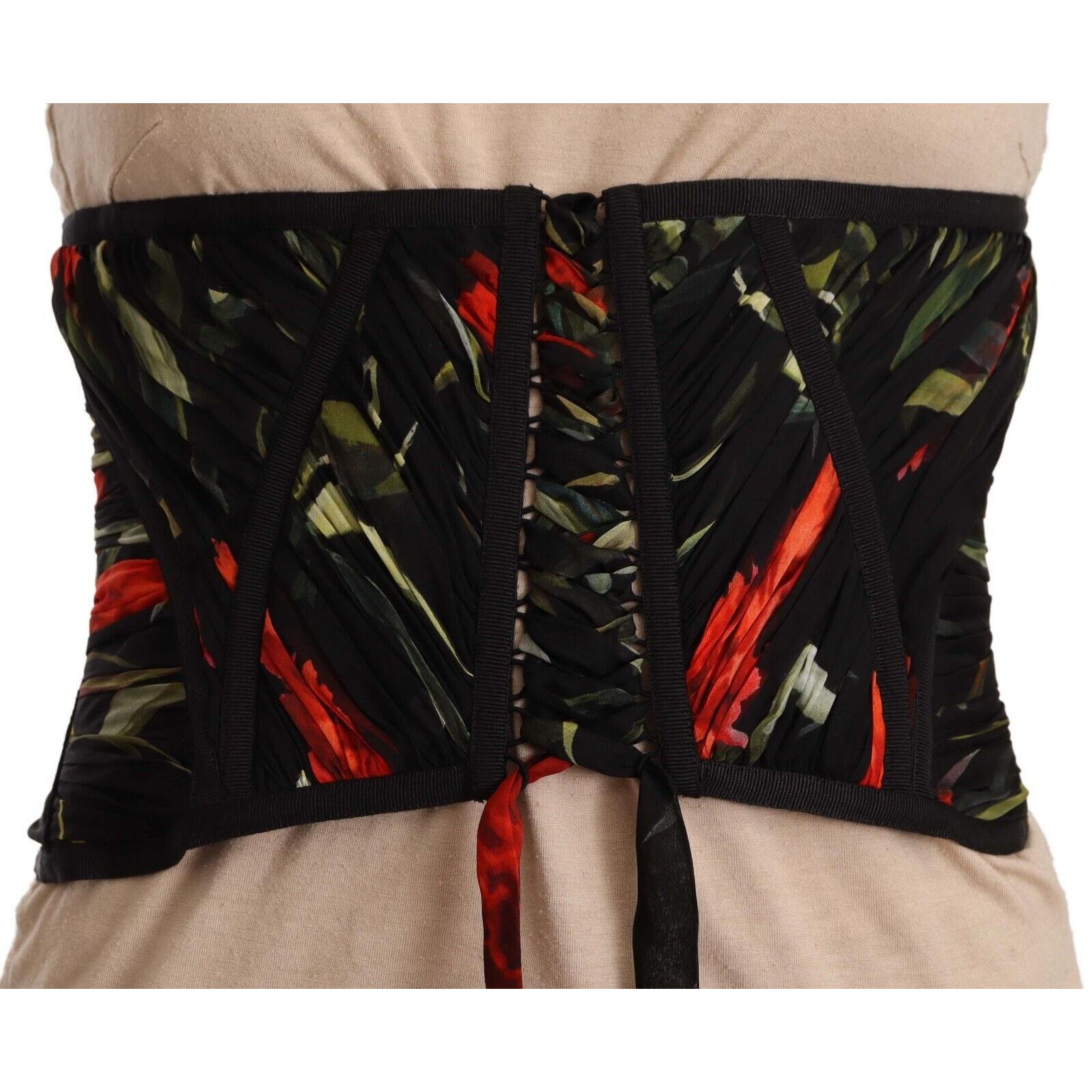 Dolce &amp; Gabbana Elegant Black Silk Corset Belt Top