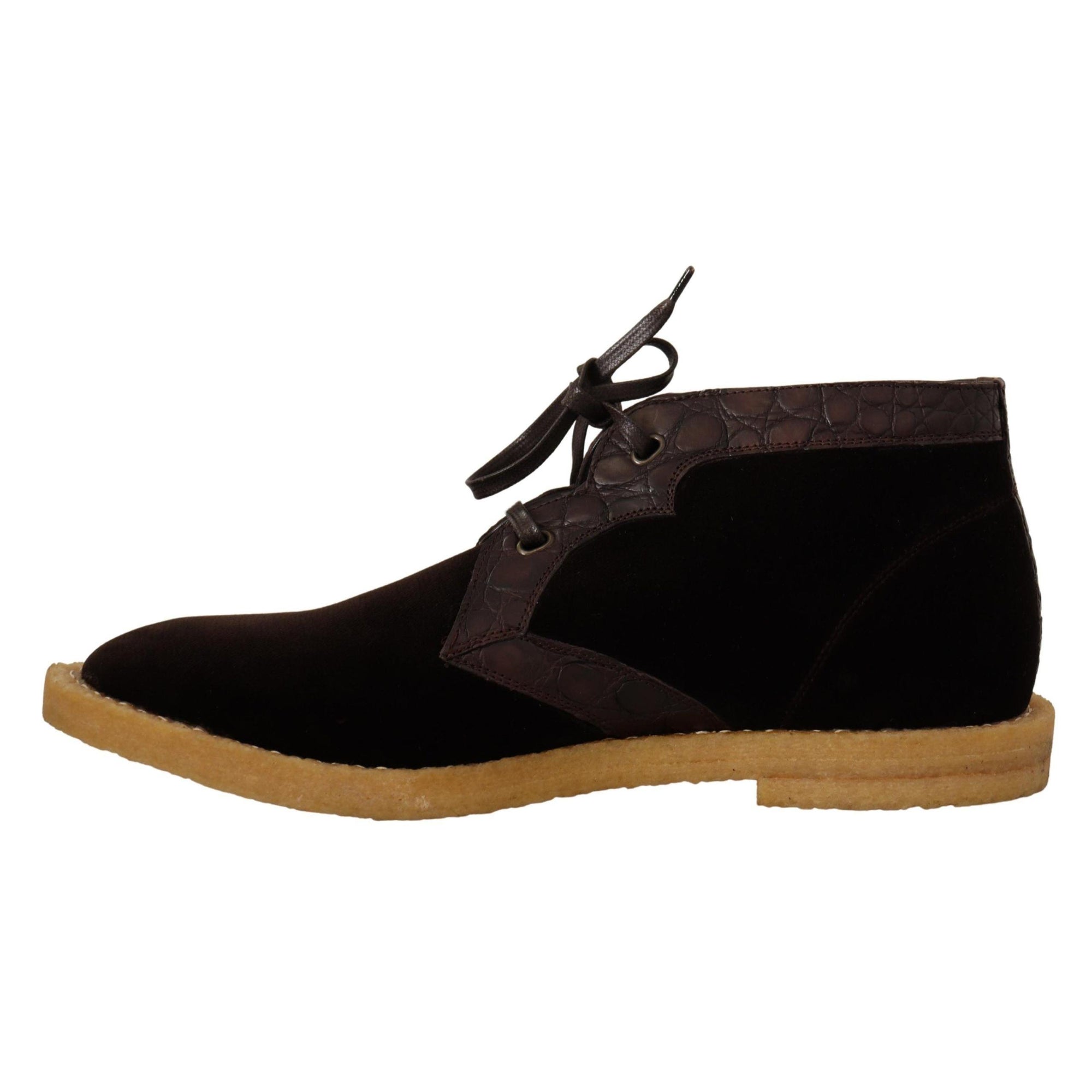 Dolce &amp; Gabbana Exotic Caiman Leather Ankle Boots in Brown