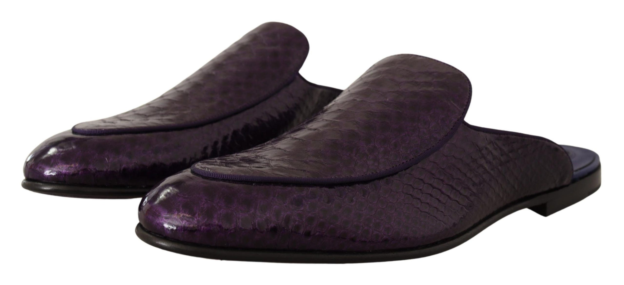 Dolce &amp; Gabbana Purple Exotic Python Leather Slides