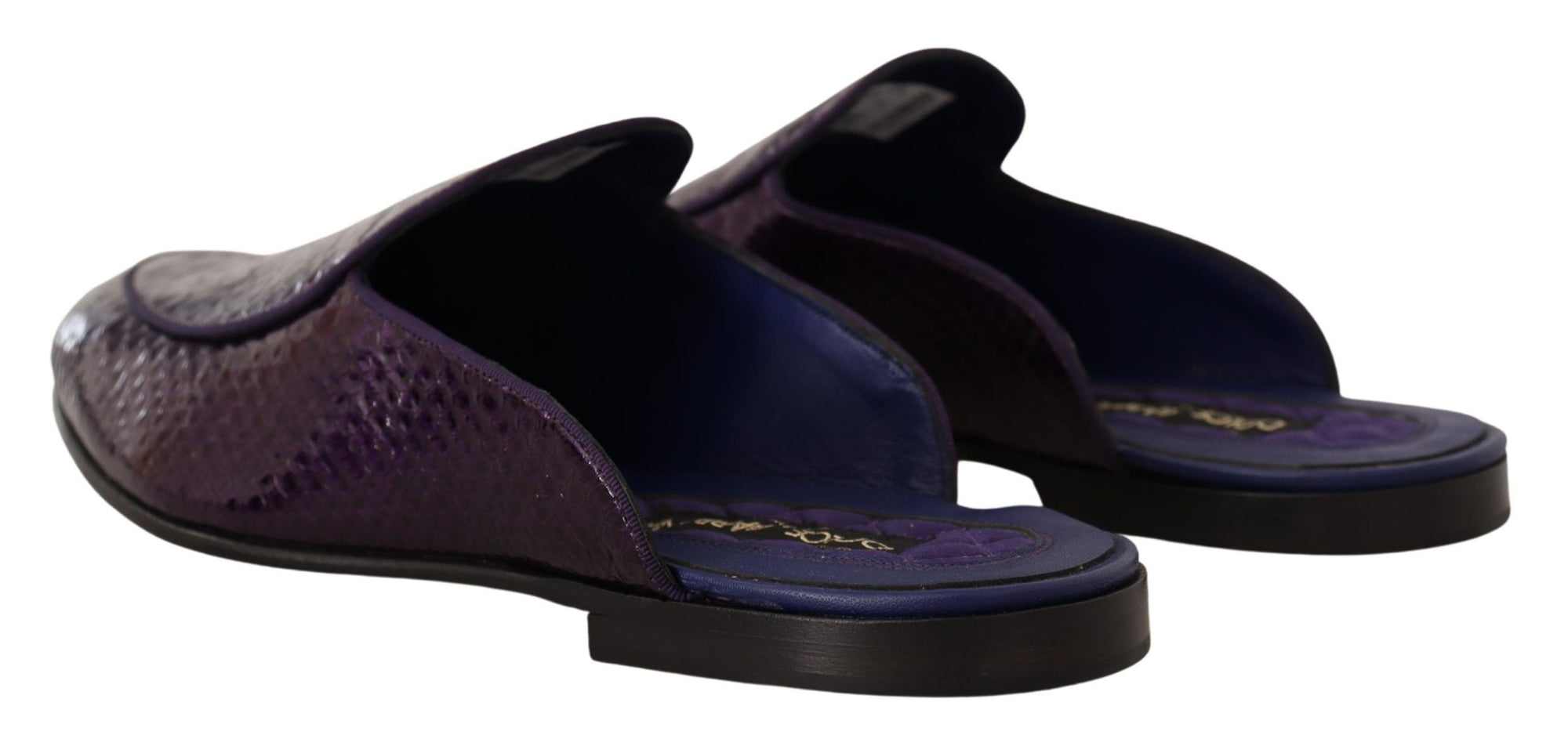 Dolce &amp; Gabbana Purple Exotic Python Leather Slides