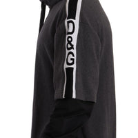 Dolce & Gabbana Elegant Hooded Black & Gray Pullover Sweatshirt