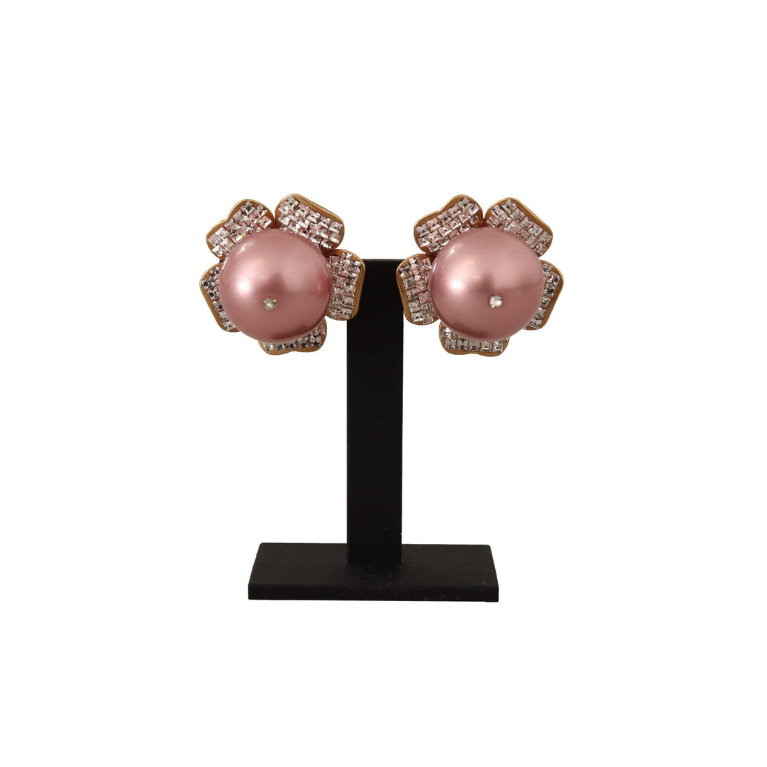 Dolce & Gabbana Elegant Floral Crystal Pearl Clip-On Earrings