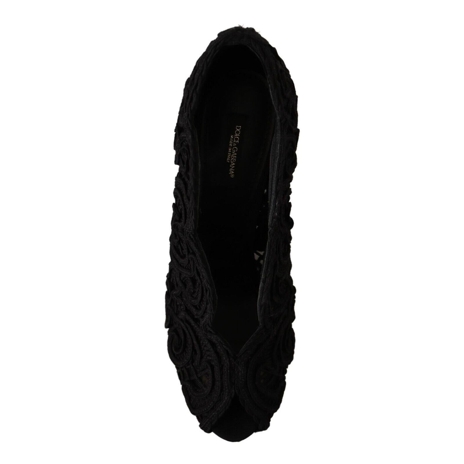 Dolce &amp; Gabbana Elegant Black Lace Stiletto Heels