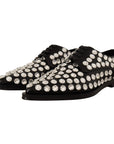 Dolce & Gabbana Crystal-Embellished Leather Formal Flats