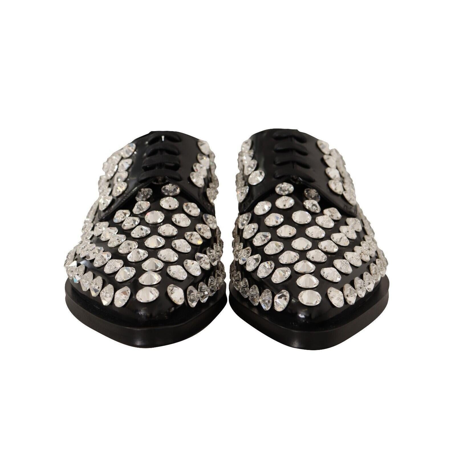 Dolce &amp; Gabbana Crystal-Embellished Leather Formal Flats