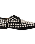 Dolce & Gabbana Crystal-Embellished Leather Formal Flats