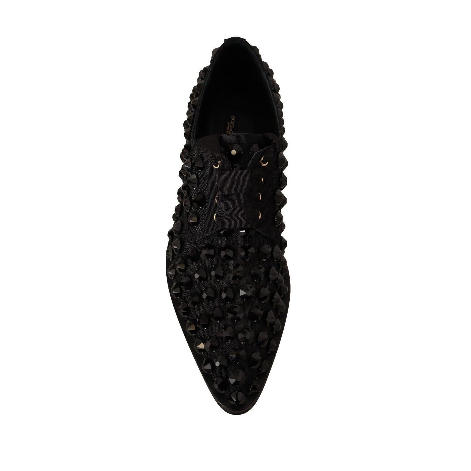 Dolce &amp; Gabbana Elegant Gros Grain Lace-Up Jeweled Flats