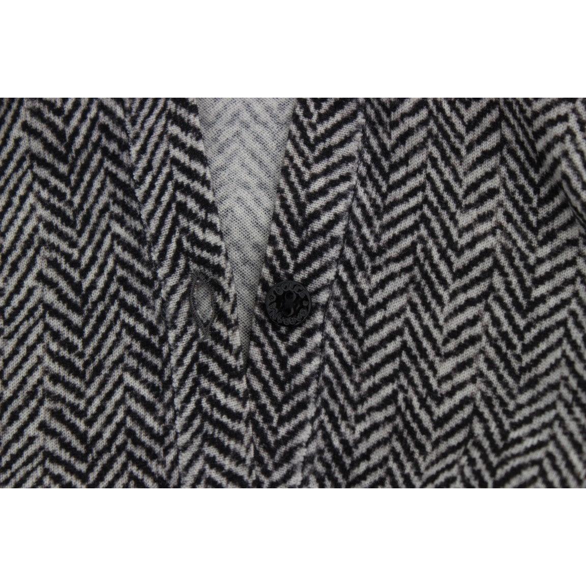 Dolce &amp; Gabbana Elegant Black and White Wool Cardigan