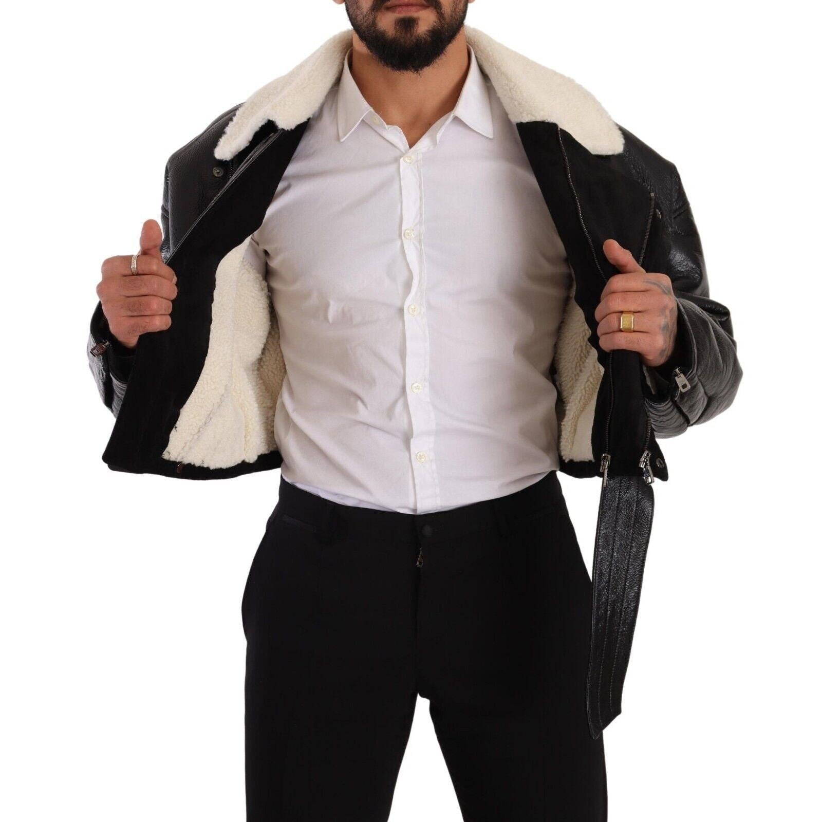 Dolce &amp; Gabbana Elegant Shearling Biker Jacket