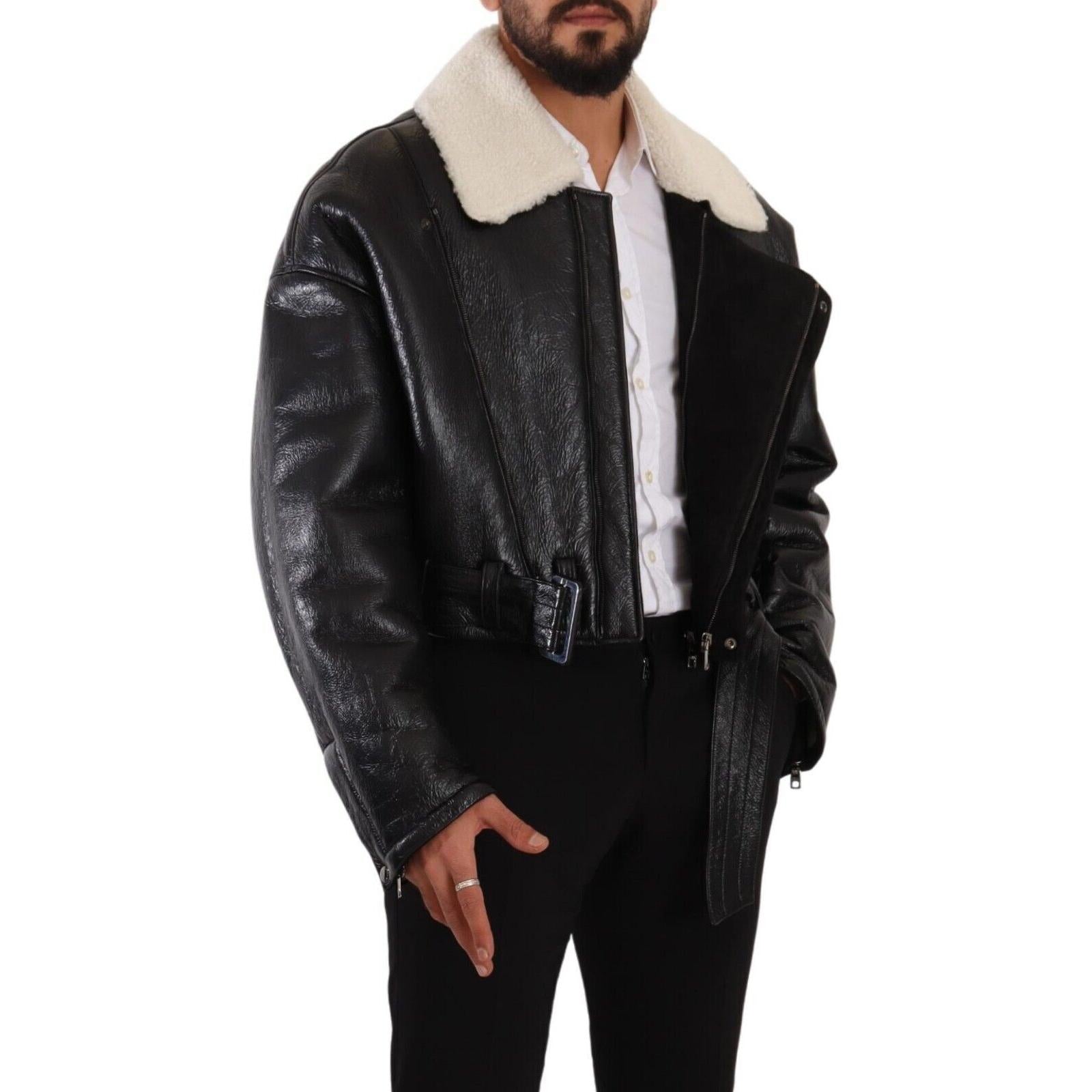 Dolce &amp; Gabbana Elegant Shearling Biker Jacket