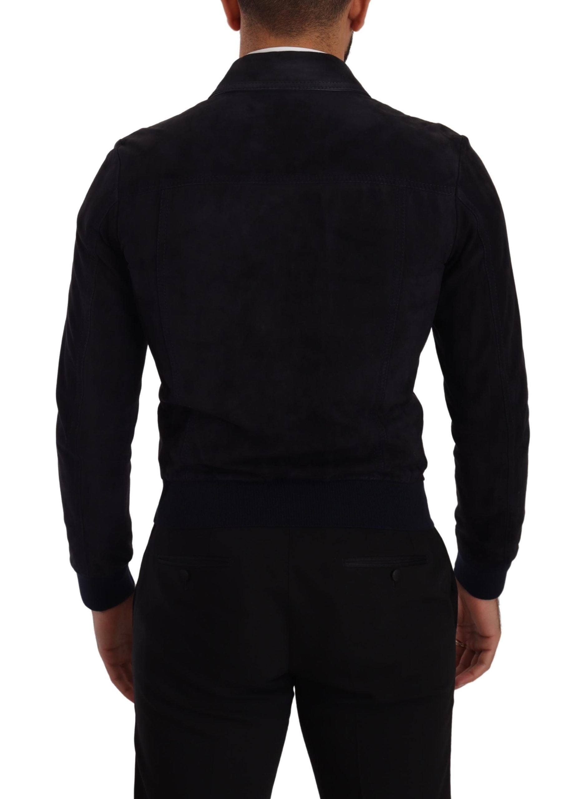 Dolce &amp; Gabbana Elegant Blue Suede Short Jacket