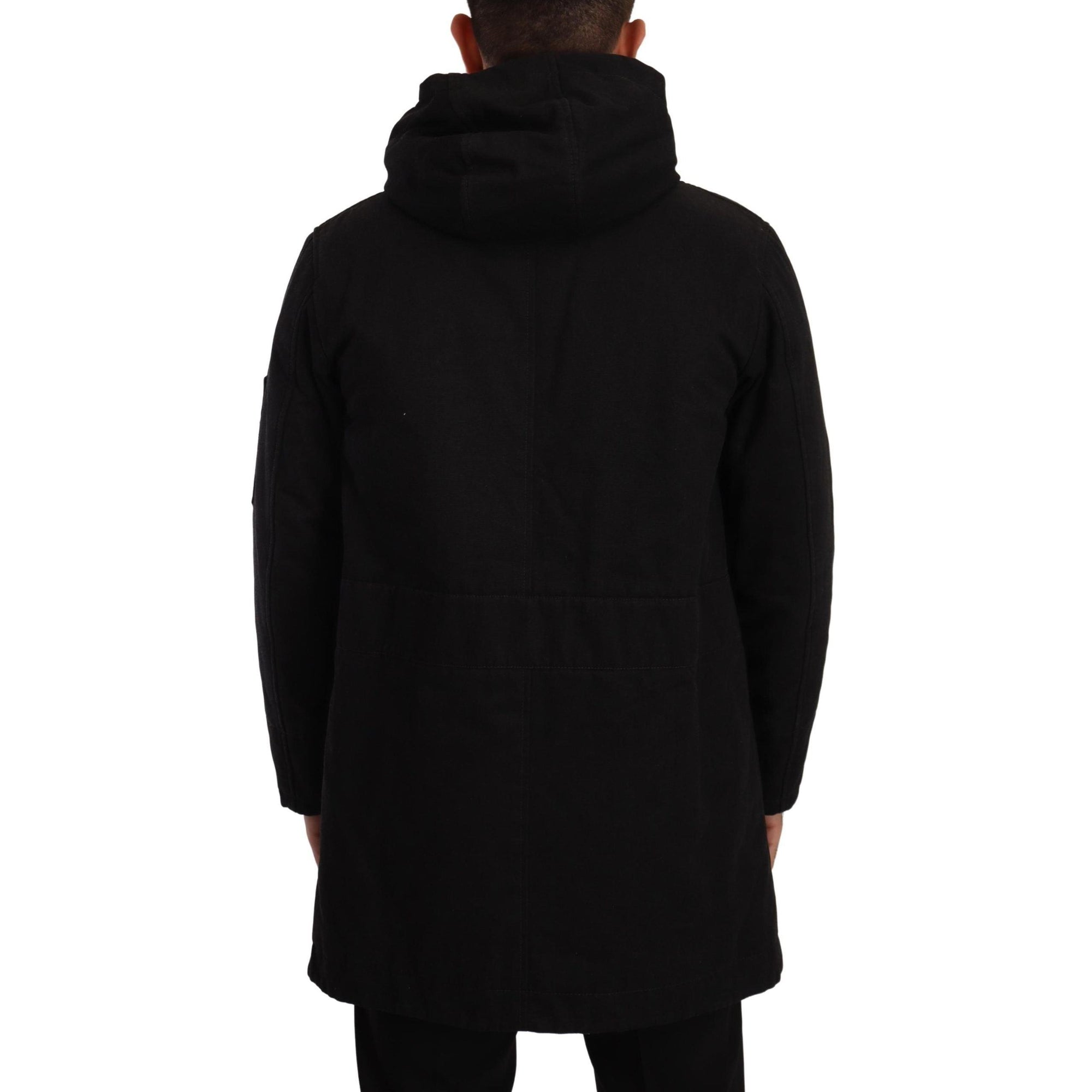 Dolce &amp; Gabbana Elegant Black Parka Hooded Jacket