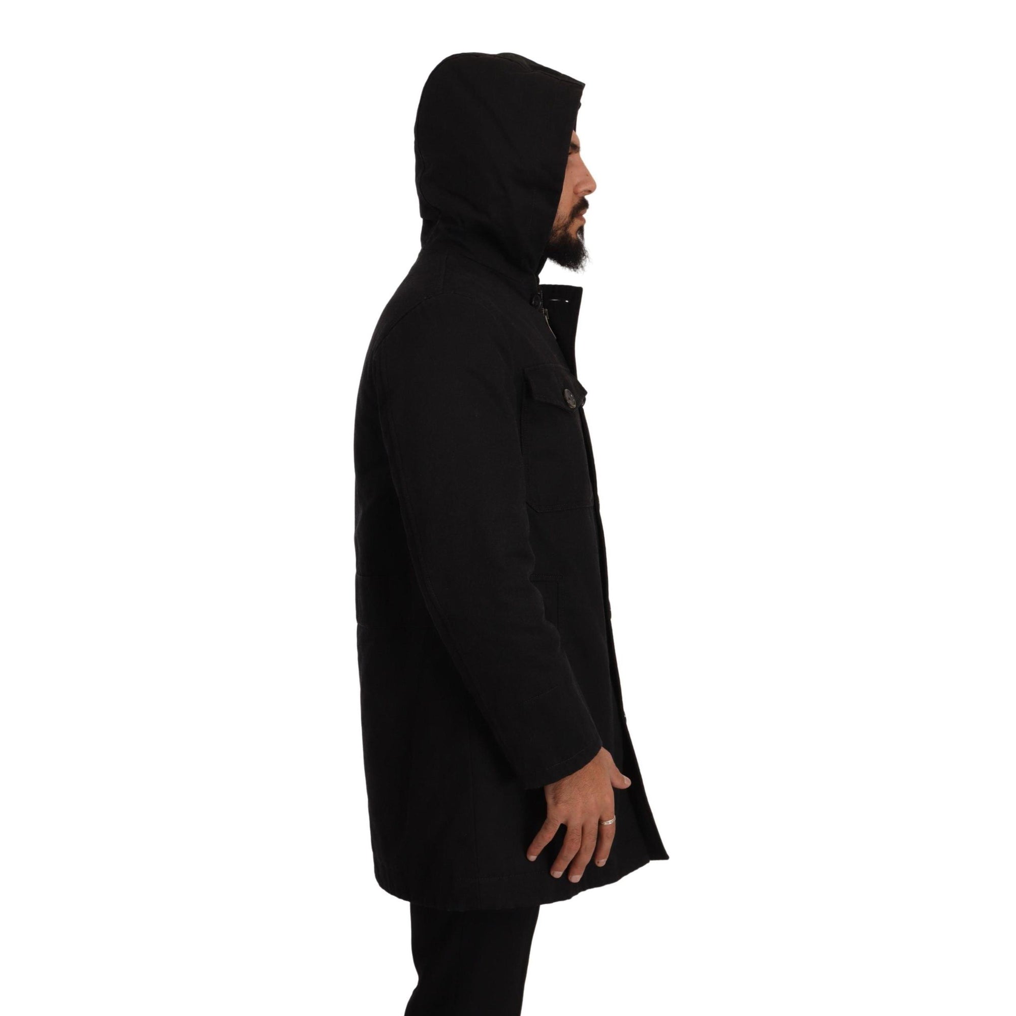 Dolce &amp; Gabbana Elegant Black Parka Hooded Jacket