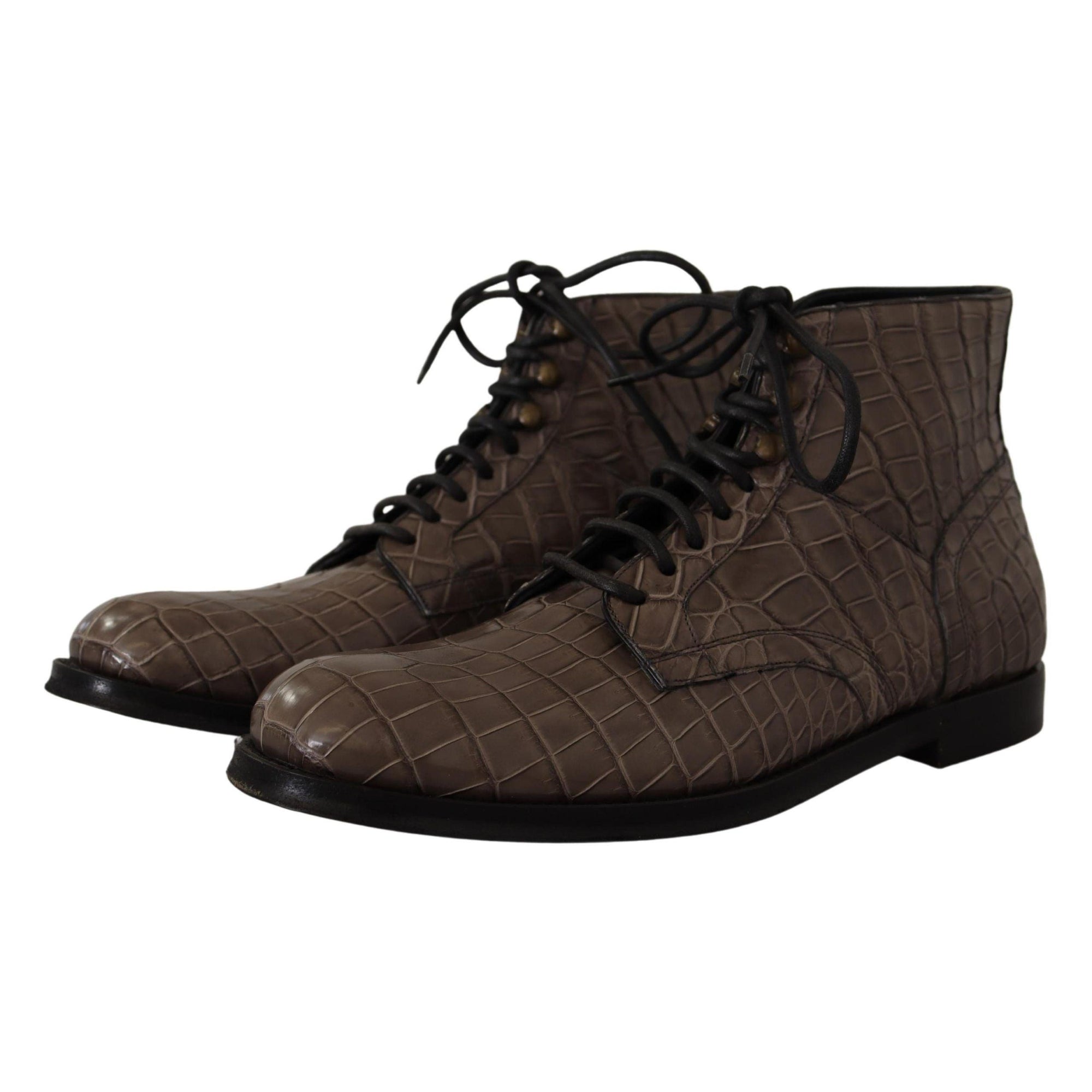 Dolce &amp; Gabbana Elegant Crocodile Derby Brogue Boots
