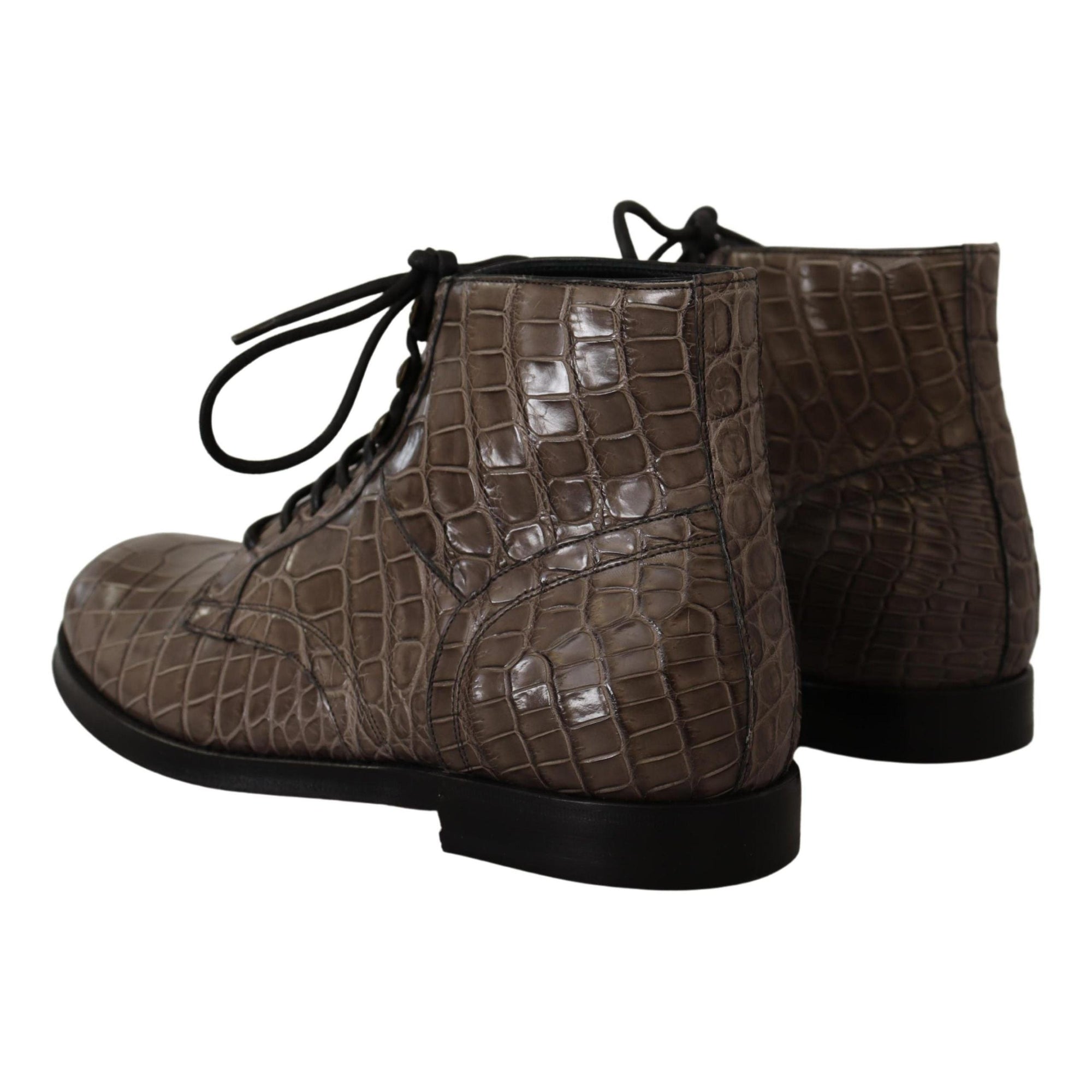 Dolce &amp; Gabbana Elegant Crocodile Derby Brogue Boots