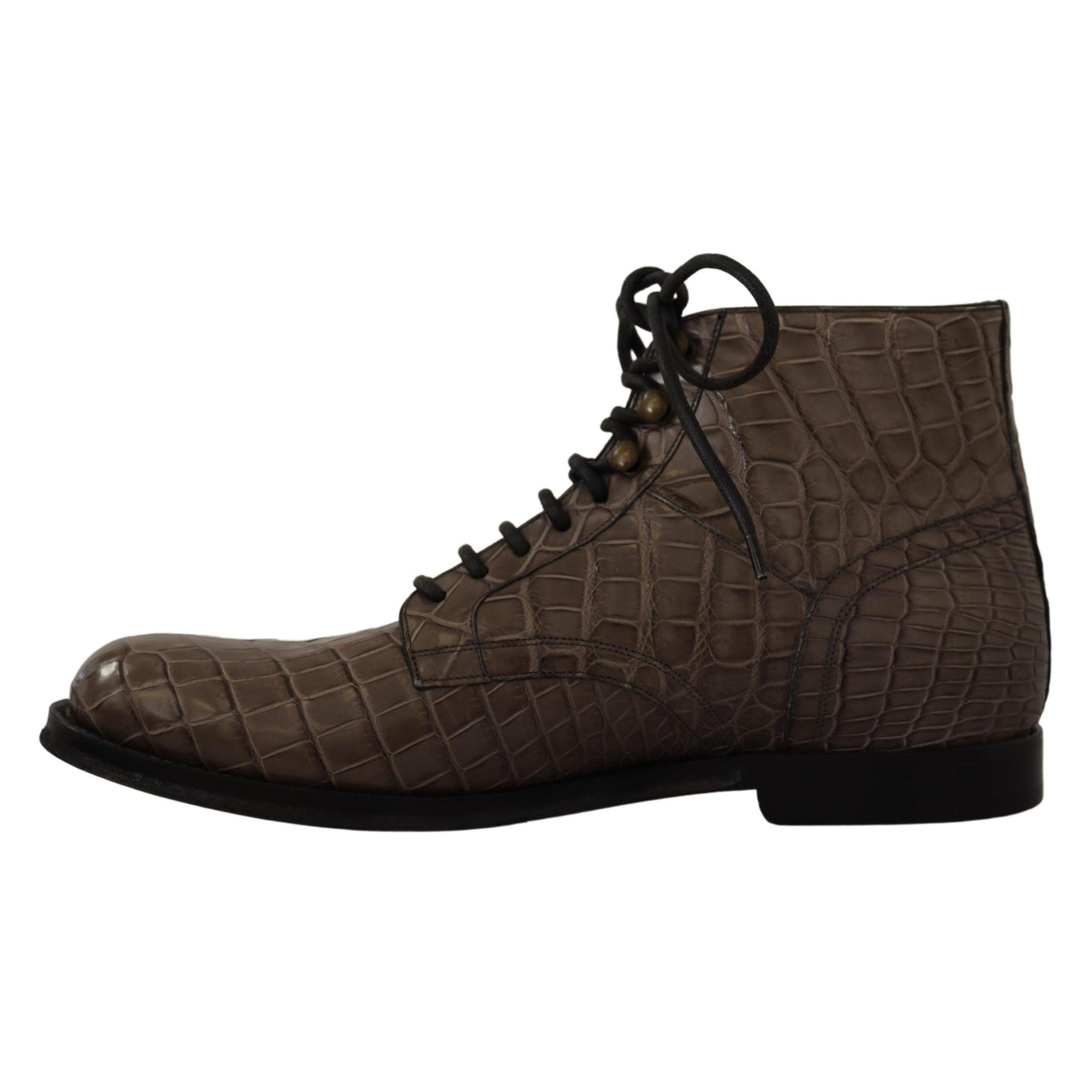 Dolce &amp; Gabbana Elegant Crocodile Derby Brogue Boots
