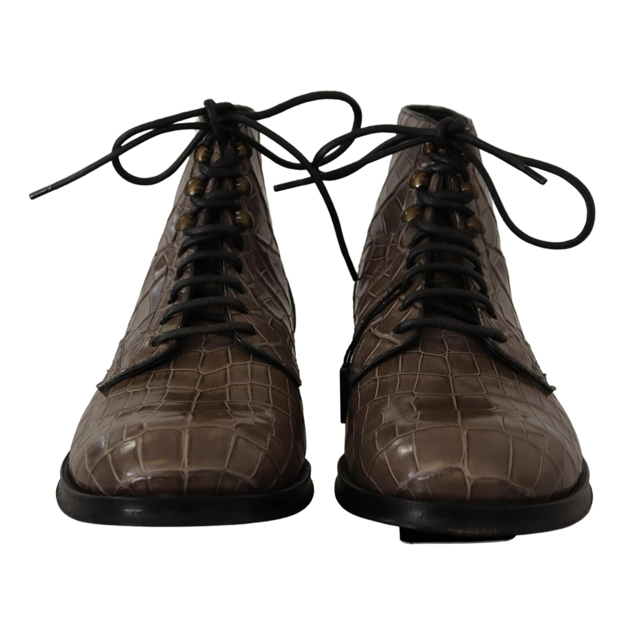 Dolce &amp; Gabbana Elegant Crocodile Derby Brogue Boots
